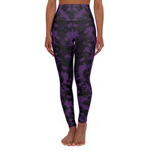 Dark Haunted Wallpaper High Waisted Yoga Leggings, Snow White Inspired for Run Disney Races, Park Bounding, Halloween Parties
