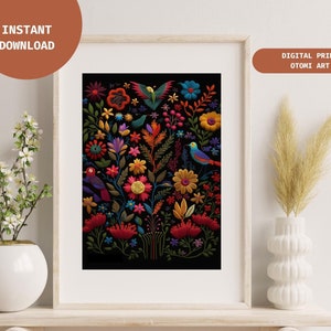 Mexican Otomi Print, Colorful Otomi Art Wall Decor, Digital Download - Printable Art for Living Room, Bedroom, Office - Mexico Folk Art