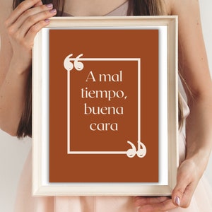 Spanish Printable Wall Art, A mal tiempo buena cara- Downloadable Art, Colorful, Office Decor, Poster Art, Digital Art, Latin Art