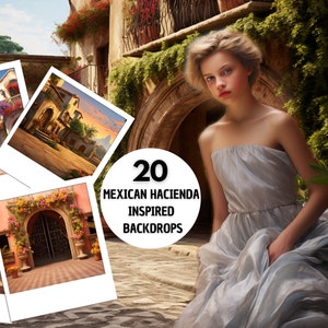 20 Digital Mexican Hacienda Inspired Backdrops for Photography & Events, Backdrops for party, travel inspiration, invitations, studio photos