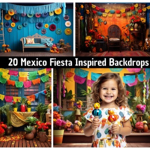 20 Digital Mexican Fiesta Inspired Backdrops for Photography & Events, Backdrops for party, travel inspiration, invitations, studio photos