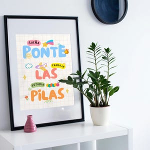 Ponte Las Pilas Printable Wall Art, Hispanic Mom Sayings, Downloadable Art, Motivational, Office Decor, Poster Art, Digital Art, Latin Art