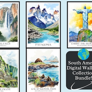 Colección de Monumentos de Sudamérica: Colección de 5 lugares emblemáticos de Sudamérica. Regalo perfecto para los amantes de los viajes y decoración para el hogar.