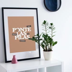 Ponte Las Pilas Printable Wall Art, Hispanic Mom Sayings, Downloadable Art, Motivational, Office Decor, Poster Art, Digital Art, Latin Art