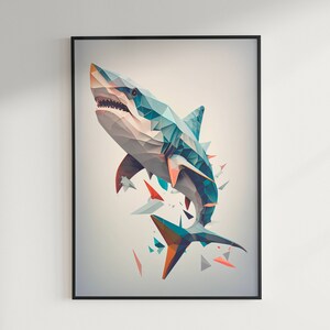 Geometric Digital Shark Art, downloadable with multiple dimensions