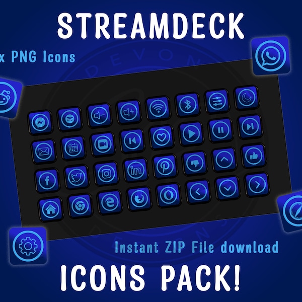 Kobaltblauw Streamdeck Icon Pack