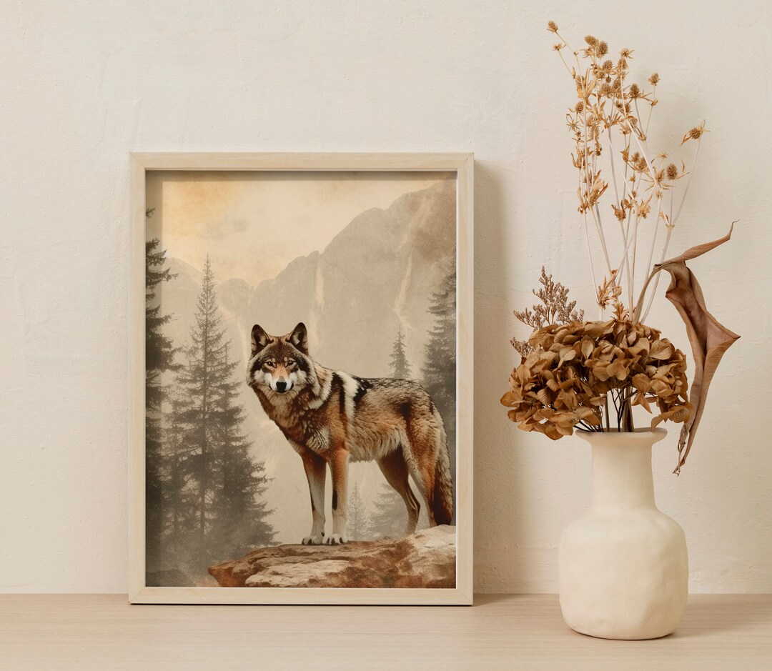Rustic Wolf Rustic Wolf Art Print Wolf Printable Art Forest Art Print - Etsy