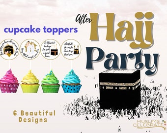 Hajj Party Cupcake Toppers Printable. DIGITAL DOWNLOAD. Muslim Party Decor