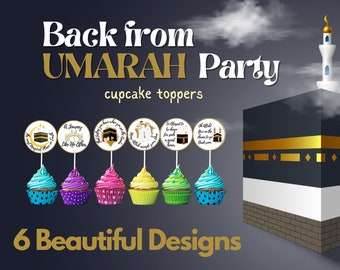 Umrah Party Cupcake Toppers Printable. DIGITAL DOWNLOAD. Muslim Party Decor