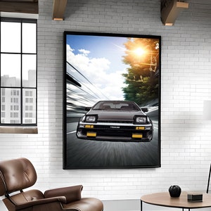 INITIAL D TAKUMI - Toyota AE86 Trueno Limited, Fujiwara Car Art Vector, JDM Car Prints, Carlovers Gift, Retro Style, Car Illustration