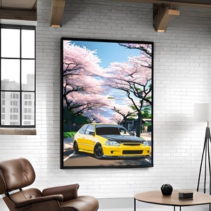 Honda Civic TypeR EK9 PRINTABLE, Car Art Vector Download, JDM Car Prints, Carlovers Gift, Retro Style, Car Illustration