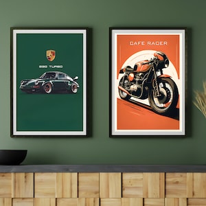 Porsche 911 (930) Turbo Poster, Vintage Classic Car, Retro Race Car, Various Sizes, Wall Art, Boys Bedroom Decor, Printable Car, Vehicle Art
