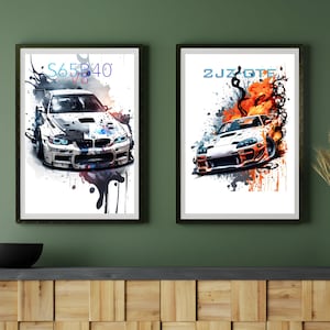 Toyota Supra Poster, Car Enthusiast, JDM Car, Modern Classic, Abstract Art, Various Sizes, Wall Art, Boys Bedroom Decor, Printable Car
