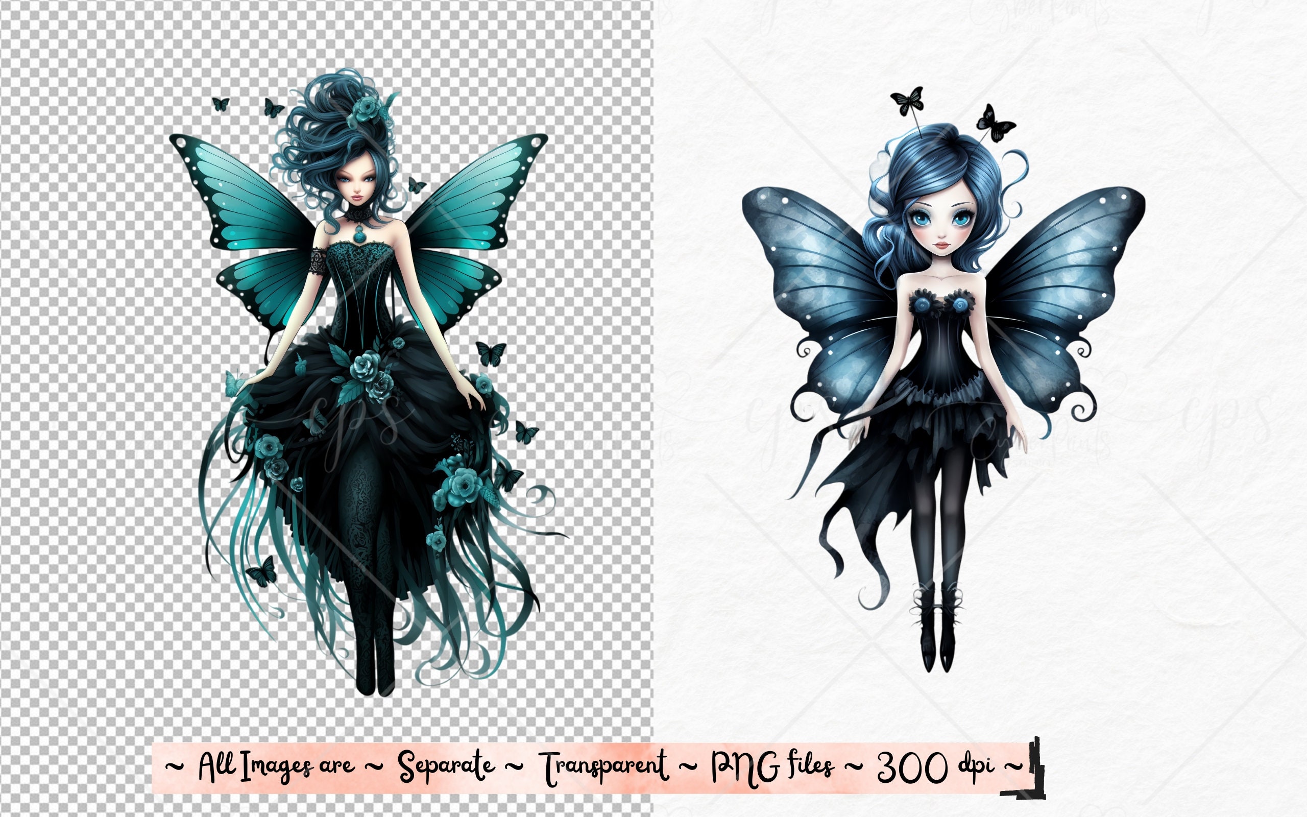 Gothic Fairy Clipart Halloween Fantasy PNG Digital Image Downloads for ...