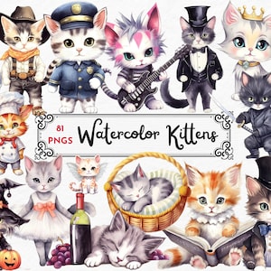 Kitten Watercolor Clipart png, kitten png,cute Kitten png, Baby Kitten Clipart, Kitten clip art, cat png, commercial use,digital download