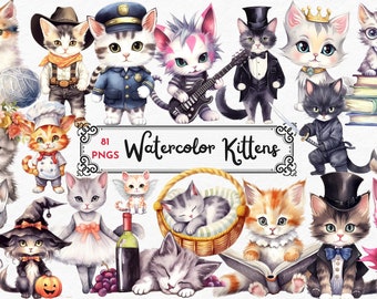 Kitten Watercolor Clipart png, kitten png,cute Kitten png, Baby Kitten Clipart, Kitten clip art, cat png, commercial use,digital download