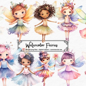 Watercolor Fairies Clipart Fairy Clipart Watercolor Fairies PNG Bundle On Transparent Background Commercial Use instant download