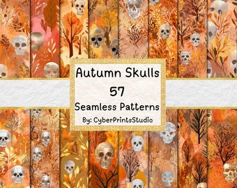 Crow Halloween Seamless Patterns – Autumn Forest Raven Digital Paper Bundle for Sublimation, Crafts, Journals, and Fall Decor, Card Making