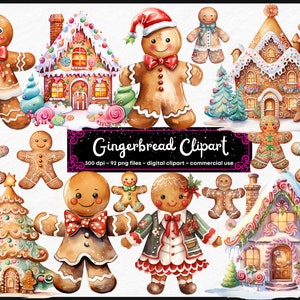 Gingerbread House Clipart, Gingerbread clipart, Commercial use, Digital Download, Watercolor Clipart, Clip Art, PNG, instant download