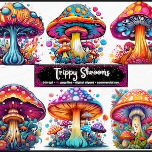 Aquarel Magic Mushrooms Clipart - Trippy fantasy aquarel heksenfee PNG-formaat direct downloaden voor commercieel gebruik