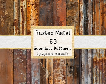 Rusted Metal Texture Digital Paper – 63 Seamless Grunge Industrial Patterns with Aged Steel, Corrosion, and Vintage Rust Backgrounds