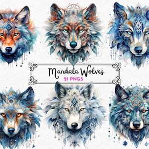 Lupo Mandala, Arte intricata, Animale mistico, Design Mandala, Arredamento mistico, Clipart lupo, Lupo spirituale, download istantaneo, uso commerciale