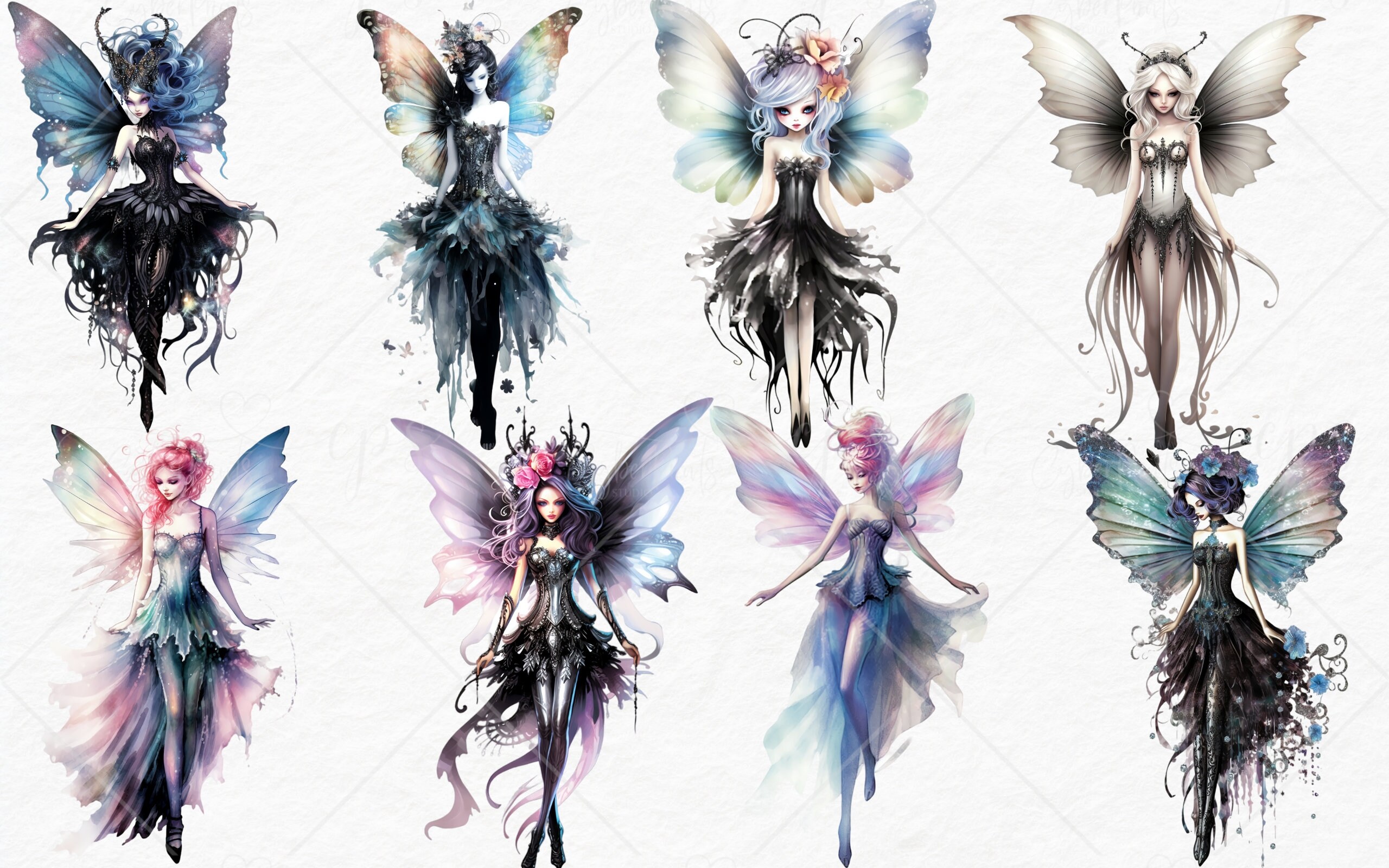 Gothic Fairy Clipart Halloween Fantasy PNG Digital Image Downloads for ...