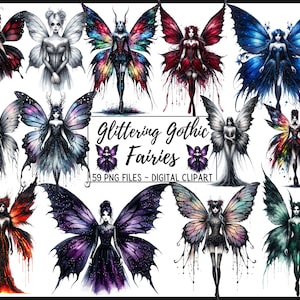 Glitter Gothic Fee Clipart, Fantasy PNG, Scrapbook, Junk Journal, Papierhandwerk, Scrapbooking, kommerzielle Nutzung, sofortiger Download