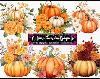 Aquarell Blumen Kürbis Blumensträuße Clipart - Herbst Aquarell im PNG-Format sofortiger Download für kommerzielle Nutzung, Sonnenblume, Mütter