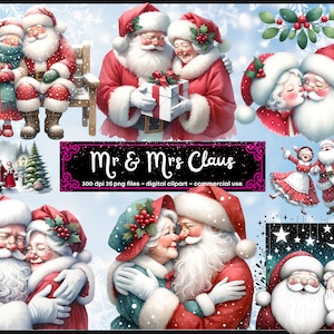 Papai Noel Clipart, Papai Noel, Natal, Amor e Romance, Feriado PNG Natal, Impressões Digitais, Download Digital Instantâneo, Uso Comercial
