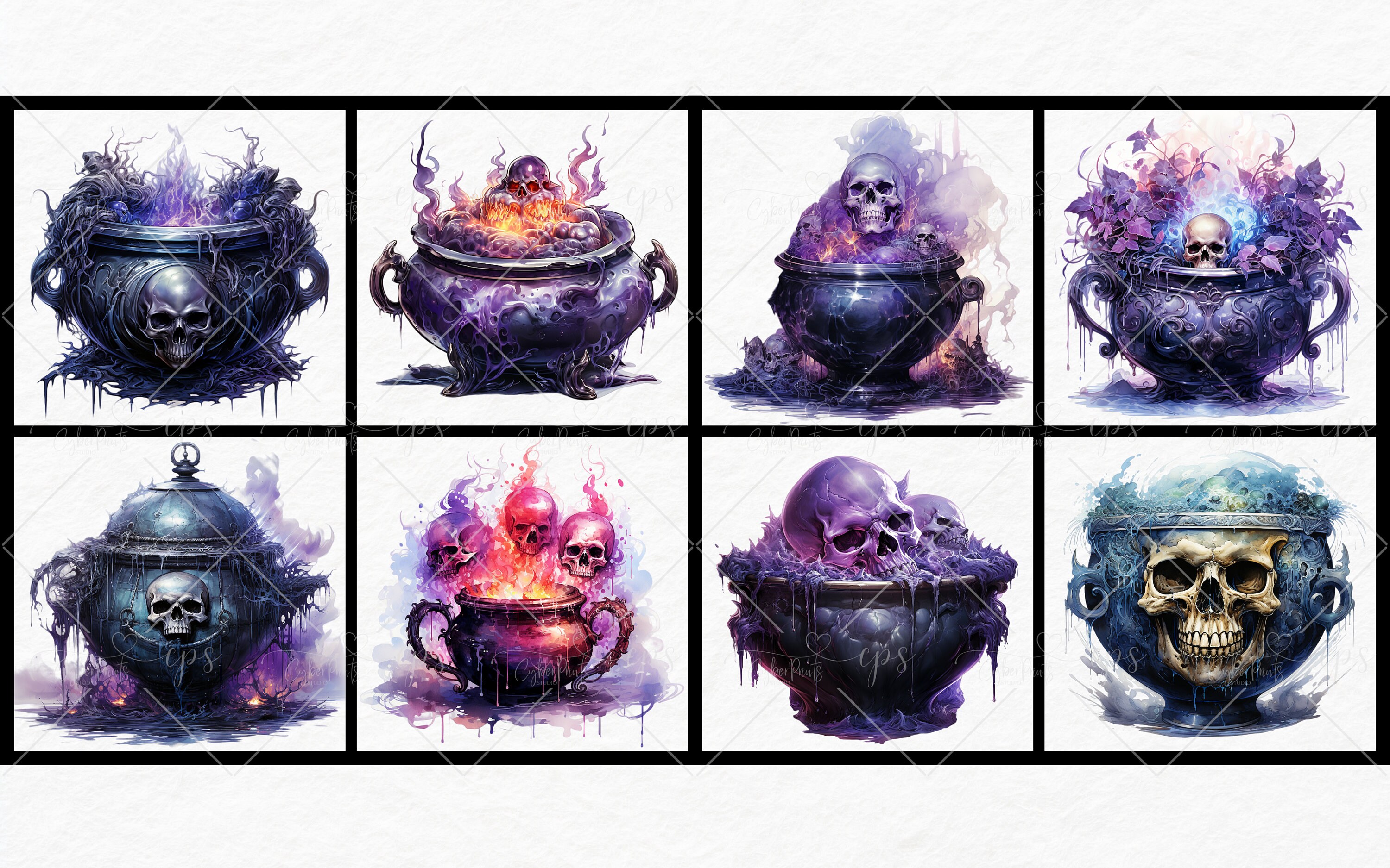 Cauldrons Watercolor Clipart Bundle PNG Fairytale Images, Fantasy ...