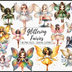 Glitzer Fee Clipart, Fantasy PNG, süßes Feen Kleid, Scrapbook, Junk Journal, Papierhandwerk, Scrapbooking, kommerzielle Nutzung, sofortiger Download