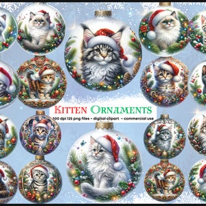 Weihnachten Kätzchen Ornamente PNG, Santa Ornament Sublimation, Katze Urlaub Runde Ornament, Instant Download, Weihnachtsmann PNG, Weihnachtsdesigns