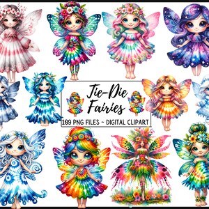 Tie-dye Watercolor Fairies Clipart Fairy Clipart Watercolor Fairies PNG ...