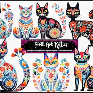 Lebendige KatzenClipart, Bunte Katze PNG, Detaillierte Katze, Florales Kätzchen PNG, Kommerzielle Nutzung, Transparenter Hintergrund, sofort download