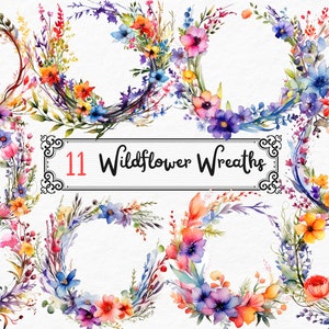 Watercolor Wildflower Clipart - wildflowers in PNG format instant download for commercial use, wildflower Wreaths, wildflower scrapbooking