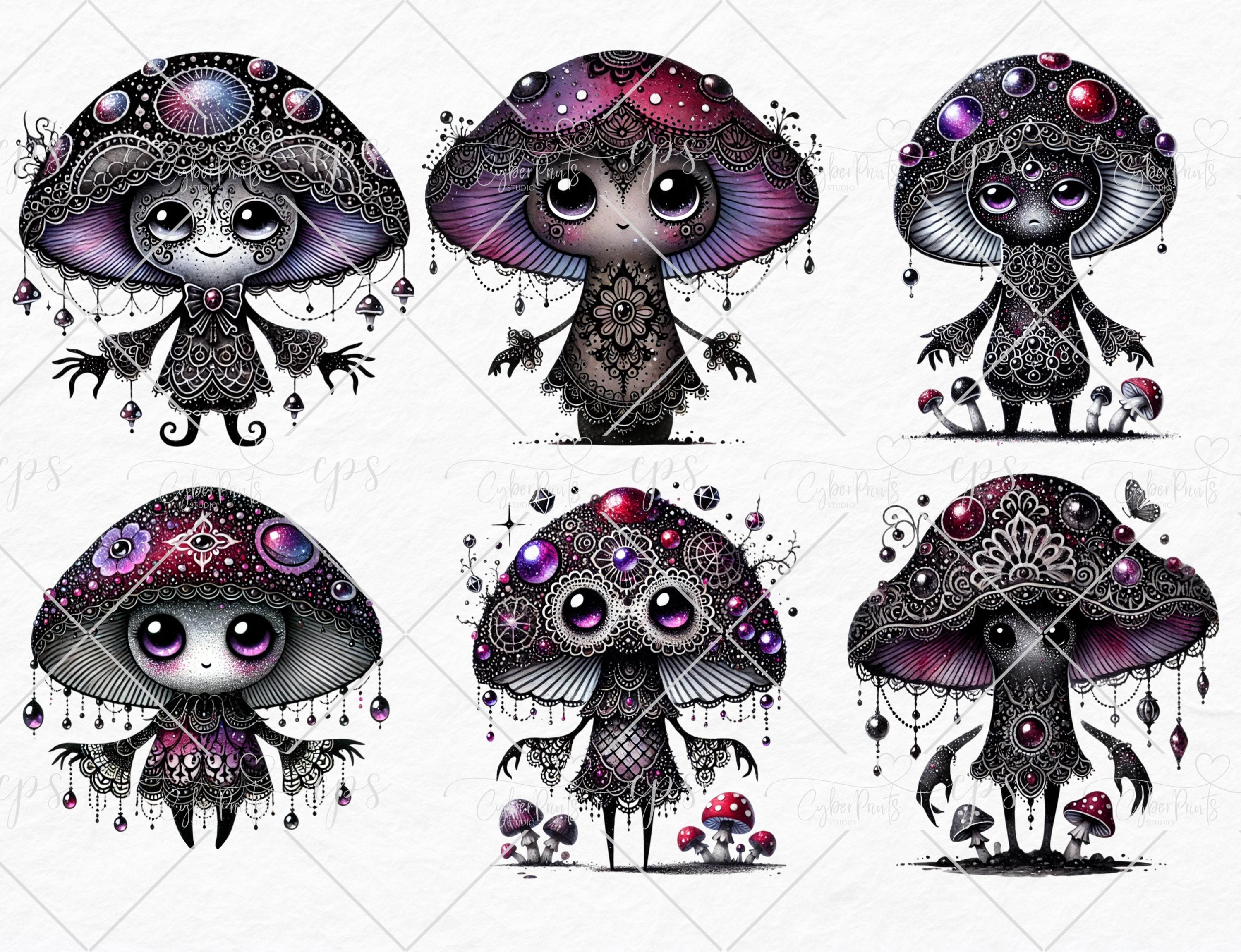 Gothic Mushroom Clipart Dark Fantasy PNG Bundle For Crafts Stickers gothic-mushroom-clipart-dark-fantasy-png-bundle-for-crafts-stickers