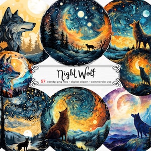 Wolf Clipart - 57 High Quality PNGs - Instant Download - Card Making, Clip Art, Digital Paper Craft, Instant Download, Junk Journal