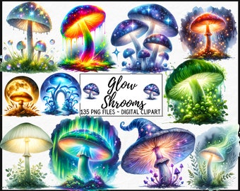 Mushrooms Watercolor Clipart Bundle - PNG Forest Toadstool Graphics,Magical Nature Illustrations,Instant Digital Download,Commercial Use
