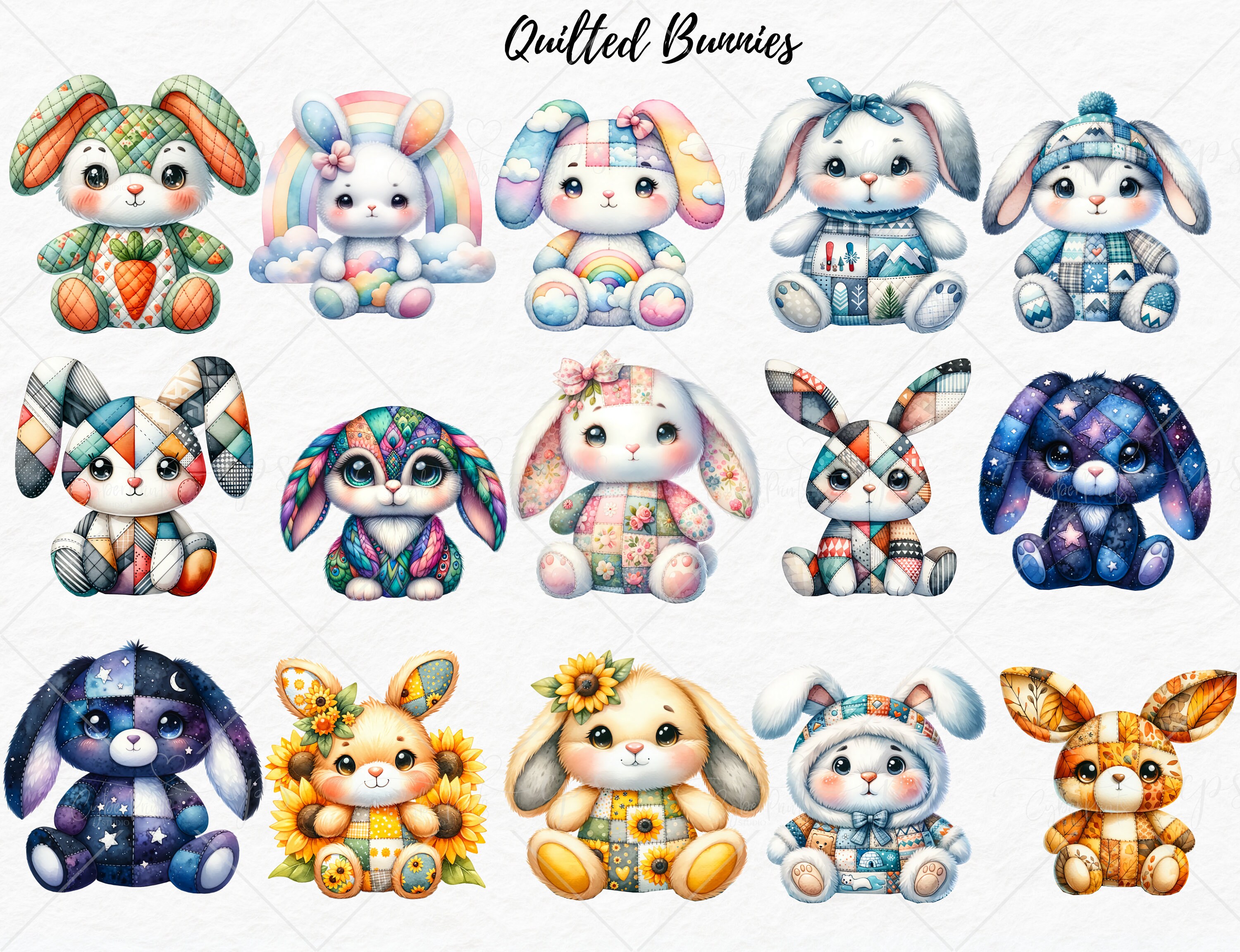 Patchwork Rabbit Teddy Patchwork Quilted Bunny, Stuffed Animal, Nursery Decor Art, Cute Rabbit ...