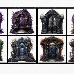 Gothic Door Clipart, 28 PNG Watercolor Doors Bundle, Junk Journal ...