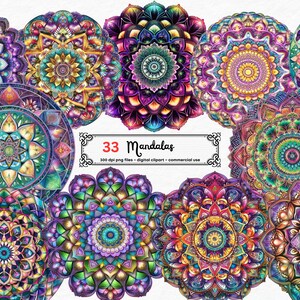 33 Mandala clipart png uso commerciale sfondo trasparente Download istantaneo colorato