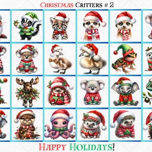 Christmas Animals Clip Art - Cute Santa Animals in Png Format, Penguin ...