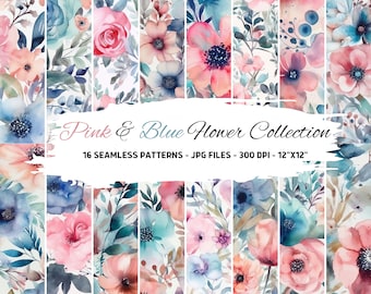 Blumen digitales Papier, Blumen nahtlose Muster, Blumendrucke, Blumen Hintergrund, Frühling digitales Papier, Blumen digitales Papier, Scrapbook