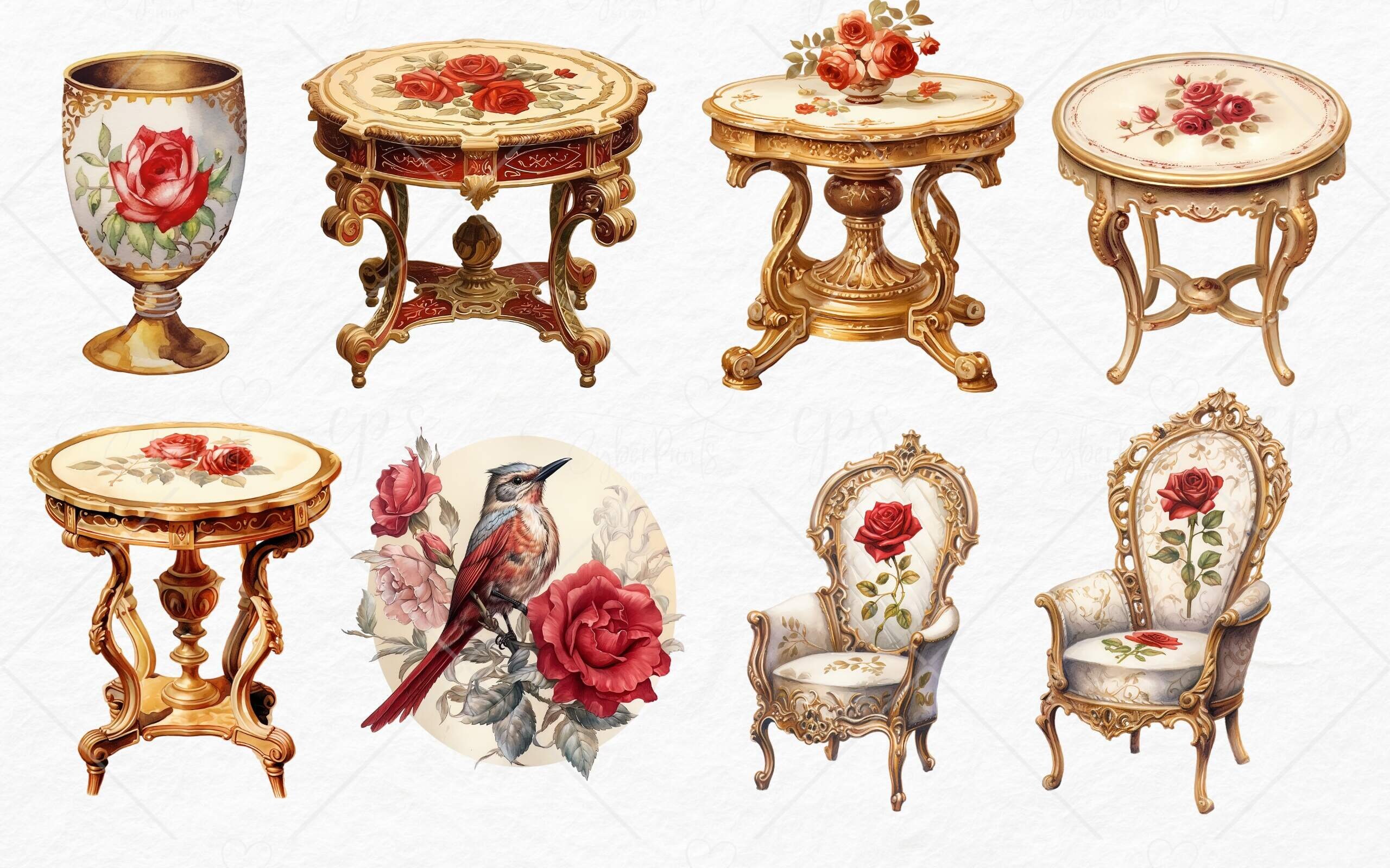 Watercolor Rose Tea Clipart Rose Tea Cups Garden Tea Clip - Etsy