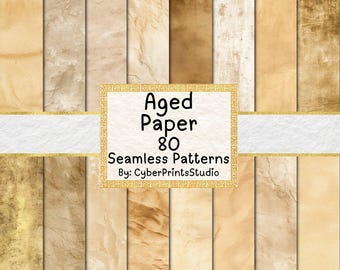 Vintage Aged Paper Textures Bundle – 80 Seamless Old Paper Backgrounds for Scrapbooking, Sublimation, Junk Journals, and Digital Crafts