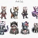 Gothic Punk Rocker Cat Illustrations, Mohawk Kitten, Clipart, Clip Art ...