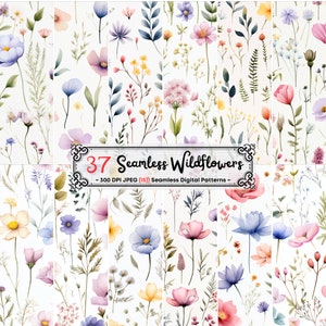 Watercolor Wildflowers, Flowers Seamless Pattern, Floral Prints, Flowers Background, Spring Digital Paper, Floral Digital Paper, Scrapbook