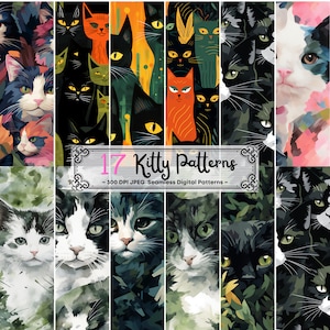 Cats Digital Paper, kitty Seamless Pattern, Cats Seamless Pattern, Pet Digital Paper, Watercolor Seamless Pattern, Commercial Use