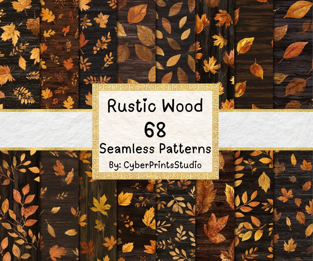 Fall Texture Card Rustic Fall Digital Paper Bundle – 68 Seamless Autumn Leaf Wood ...